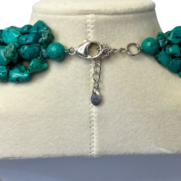 Turquoise Bead Multi-Layer Chunky Statement Necklace - Picture 2 of 3